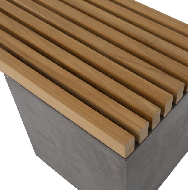 Dovetail Furniture Bowman Dark Gray/Natural Concrete/Wooden Outdoor Bench-3