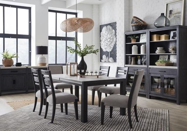 Magnussen Home® Plum Creek White Dining Table with Ravenwood Black Base-1