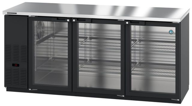 Hoshizaki Back Bar 80" 26.8 Cu. Ft. Black Vinyl Three Section Refrigerator wilth Glass Doors-0