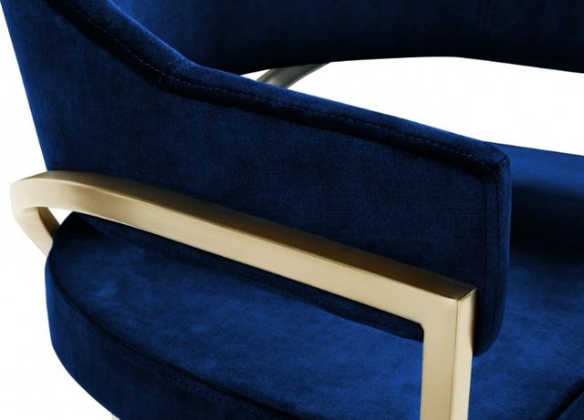 Meridian Furniture Madelyn Navy/Brushed Brass Velvet Dining Chair-3