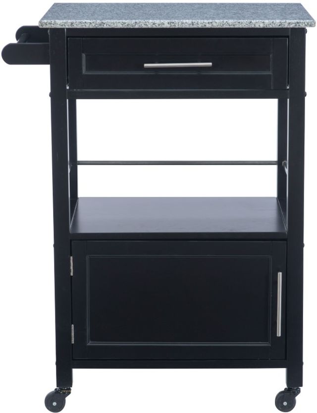 Linon Mitchell Black Kitchen Cart with Granite Top-3