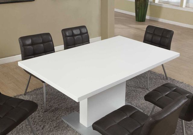 Monarch Specialties Inc. Glossy White Dining Table-3