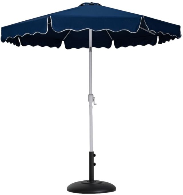 Meridian Furniture Amalfi Navy/White/Black Aluminum Outdoor Patio Umbrella and Round Base-0