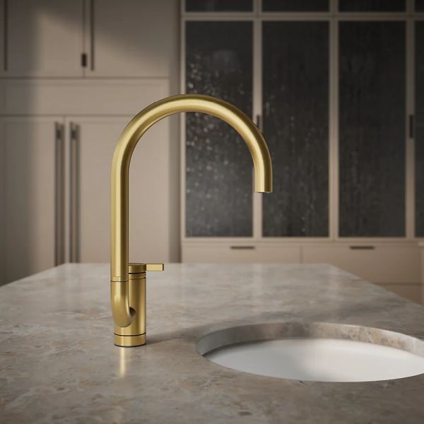 KOHLER® Components® Vibrant Brushed Moderne Brass Single-Handle Bar Sink Faucet with 2-Function Extended-Reach Spout-4