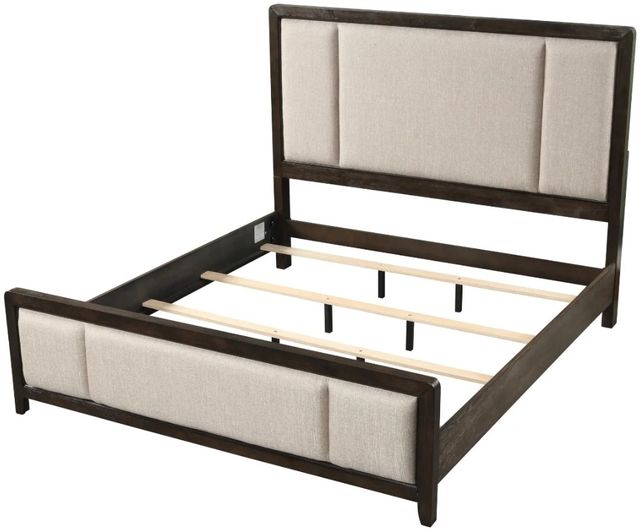 Bernards Fulton Beige/Medium Brown Upholstered Queen Panel Bed-3