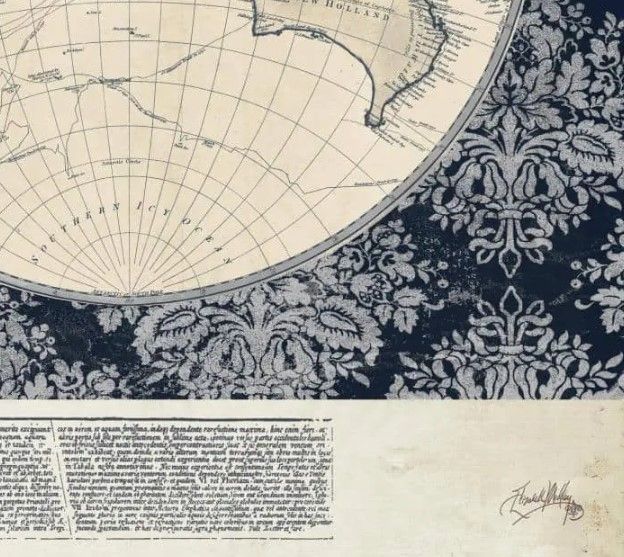 Classy Art Blue Map of the World by Elizabeth Medley Wall Art-2