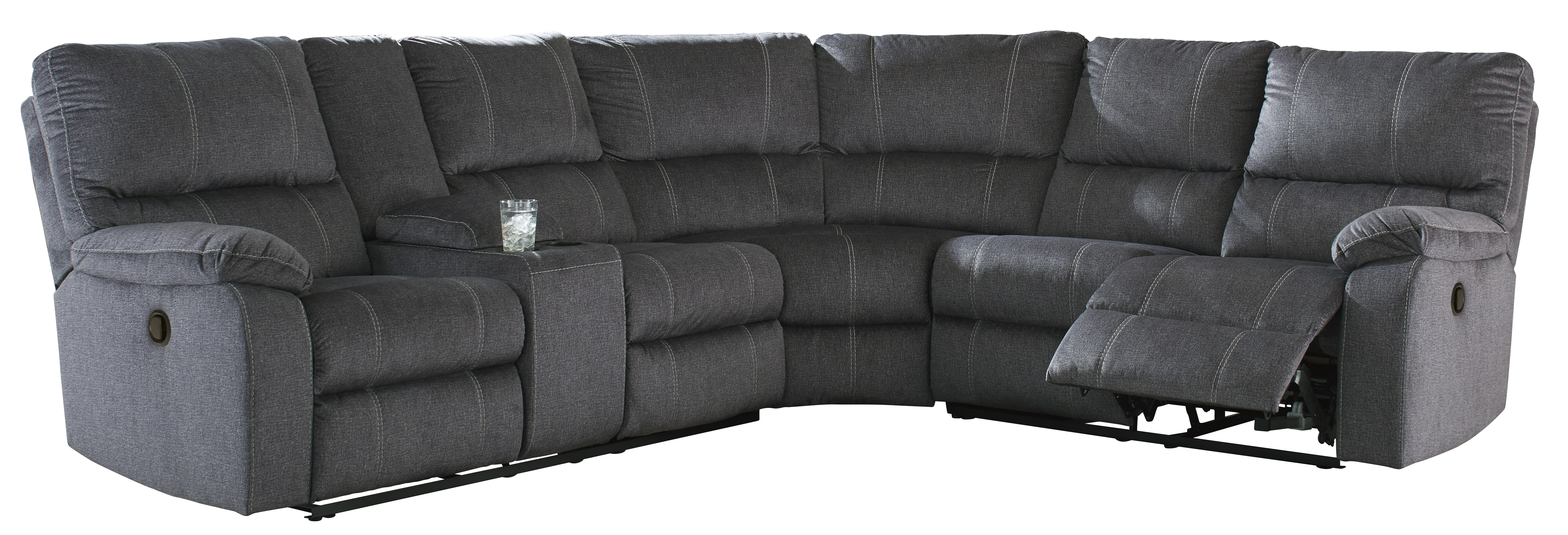 Signature Design by Ashley Urbino 3 Piece Charcoal Reclining Sectional Liddiard Home Furnishings