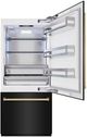 ZLINE Autograph Edition 36" 19.8 Cu. Ft. Black Stainless Steel Built-In Bottom Freezer Refrigerator with Water Dispenser, Ice Maker and Polished Gold Accents-2
