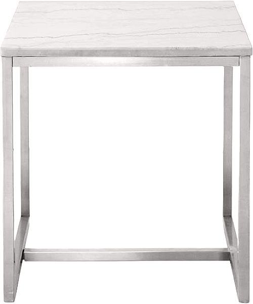 Magnussen Home® Esme White Marble Top Rectangular End Table with Brushed Nickel Frame-2