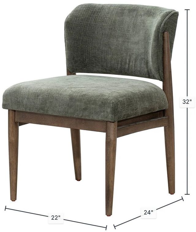 LH Home Fritz Athens Chestnut/Olive Chenille Dining Side Chair-2