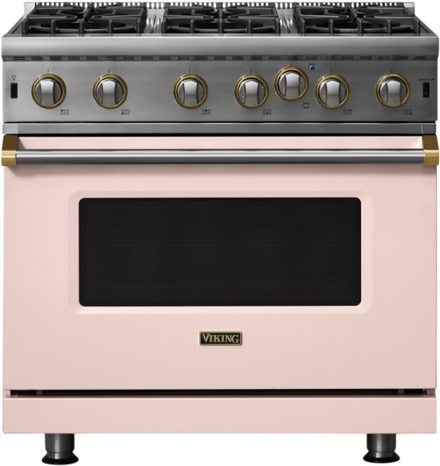 Viking® 5 Series 36" Blush Pro Style Gas Range-0