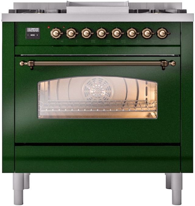 Ilve® Nostalgie II Series 36" Emerald Green Pro Style Dual Fuel Range-1