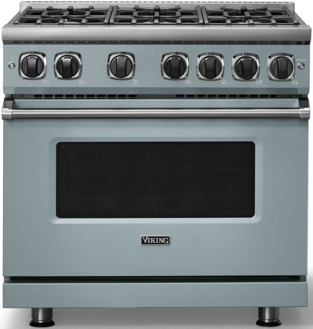 Viking® 7 Series 36" November Sky Pro Style Natural Gas Range-0
