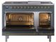 Ilve® Nostalgie II Noblesse 48'' Blue Gray Pro Style Dual Fuel Range with Brass Trim-1