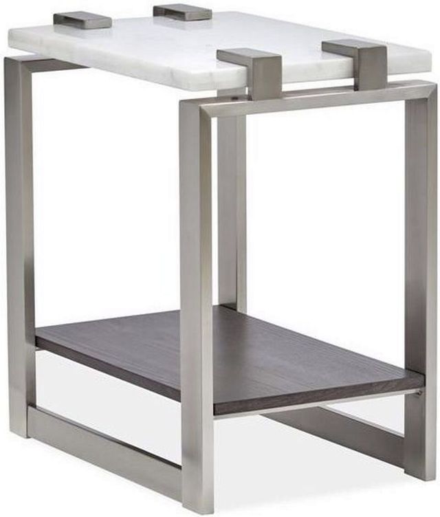 Magnussen Home® Paradox Pearl White Rectangular Accent Table with Platinum Frame -0