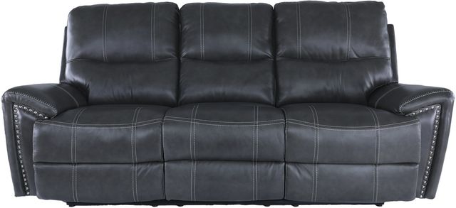 ITEM #: 77079  Harrison Charcoal Leather Power Sofa with Headrest-3