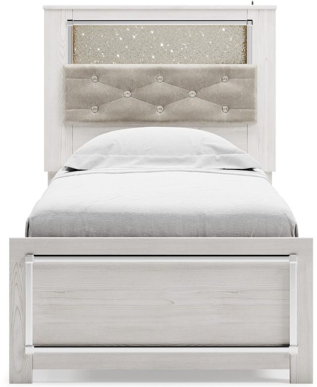 Signature Design by Ashley® Altyra White Twin Upholstered Panel Bookcase Headboard-3