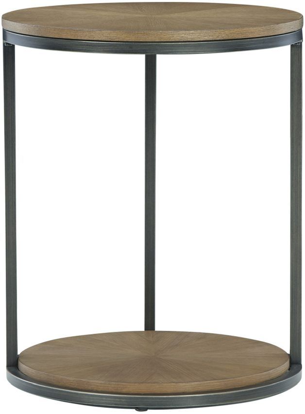 Signature Design by Ashley® Fridley Brown Round End Table with Black Base-1