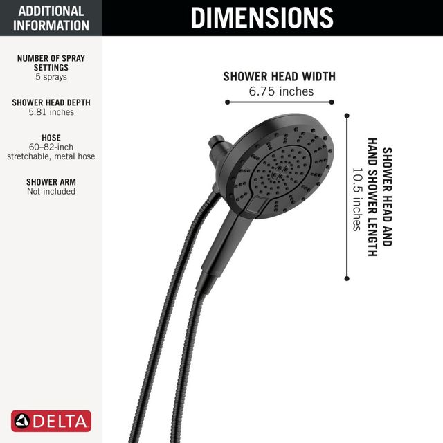 Delta Universal Showering Matte Black 5-Setting In2ition® with ProClean® Spray-2