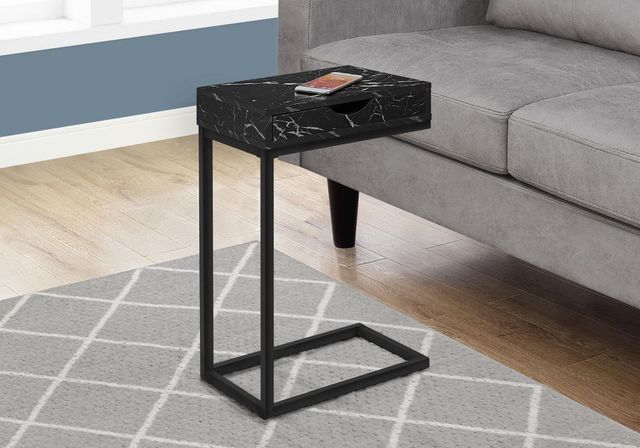 Monarch Specialties Inc. Black Marble Drawer Accent Table-2