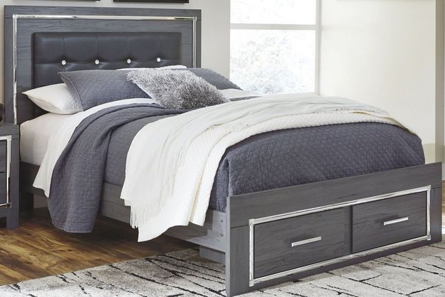 Signature Design by Ashley® Lodanna Gray King Panel Bed with 2 Storage Drawers-1