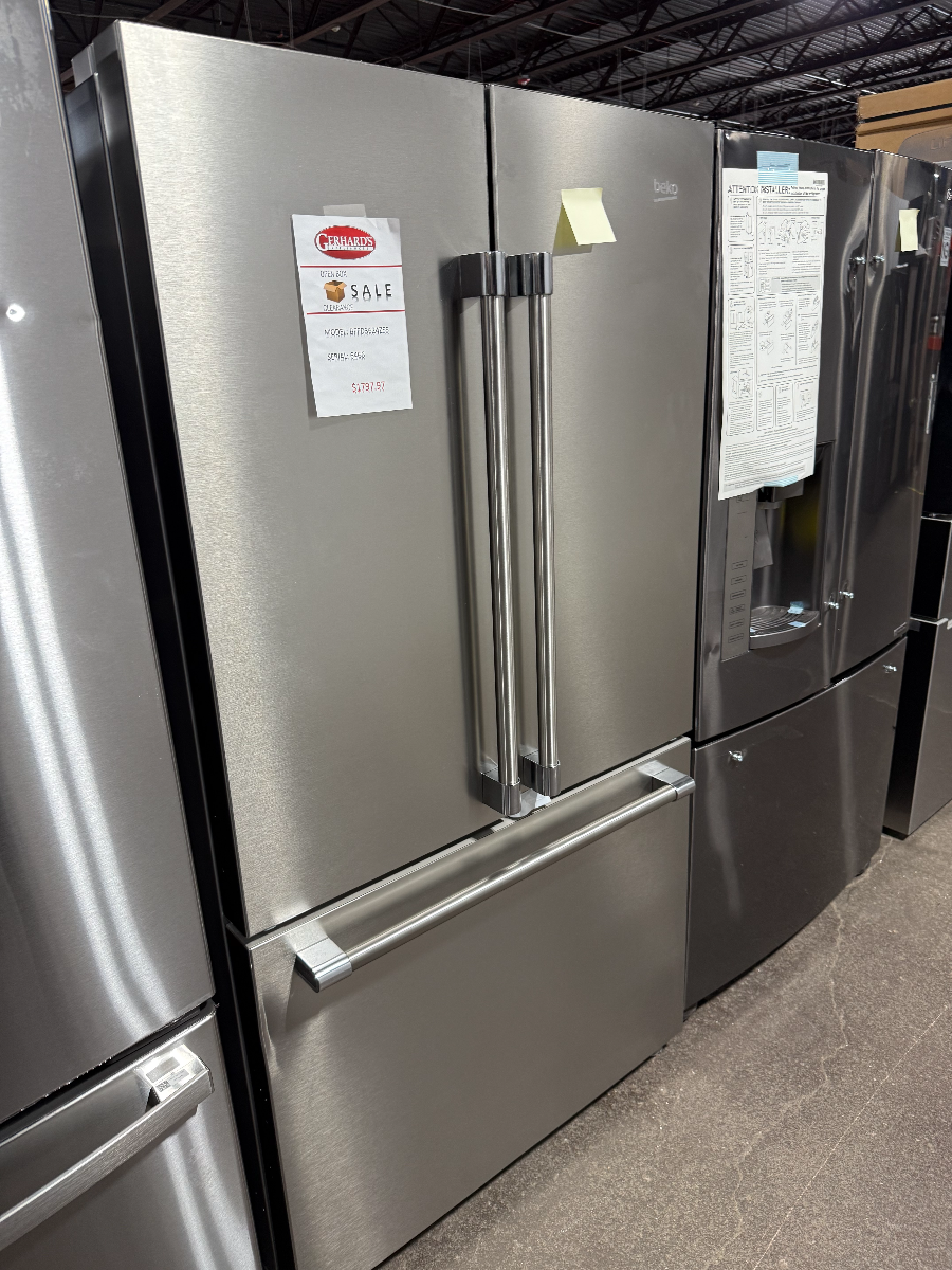 Beko 36 in. 20.5 Cu. Ft. Fingerprint-Free Stainless Steel Counter Depth French Door Refrigerator