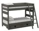 Elements International Cali Kids Grey Twin Over Twin Bunk Bed with Ladder and Trundle-0