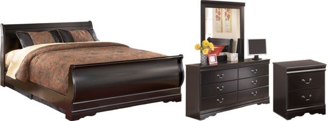 Signature Design by Ashley® Huey Vineyard 4-Piece Black Queen Sleigh Bed Set-0