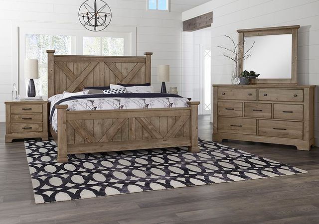 Artisan & Post by Vaughan-Bassett Cool Rustic Stone Gray King Panel X Bed-1