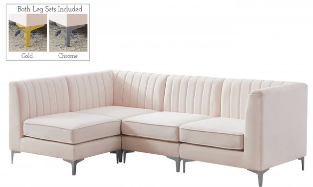 Meridian Furniture Alina Pink Velvet Modular Sectional-3