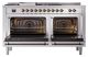 Ilve® Nostalgie II Noblesse 60'' Stainless Steel Pro Style Dual Fuel Range with Burnished Trim-1