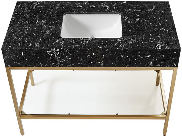 Meridian Furniture Marmo Black/Brushed Brass 48" Bathroom Vanity-3