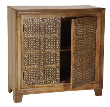 Jaipur Furniture Brass Brocade Brown 2-Door Cabinet-2