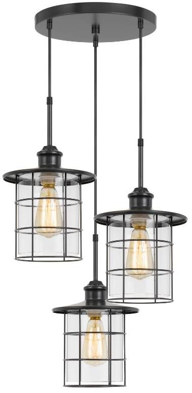 Cal® Lighting & Accessories Silverton 3-Light Dark Bronze Pendant-1