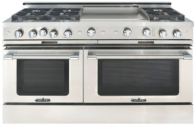 Capital Cooking™ Grand Chef 60" Stainless Steel Sealed Burner Pro Style Gas Range with 24" Griddle-0