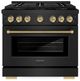 ZLINE Autograph Edition Paramount 36" 5.2 Cu. Ft. Black Stainless Steel Gas Range with 6 Burner DuoPro™ Cooktop and Convection Gas Oven with Champagne Bronze Helix Handle and Accents-0