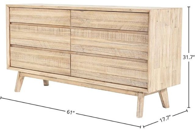 LH Home Gia Light Driftwood 6-Drawer Dresser-1