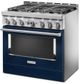 KitchenAid® 36" Ink Blue Smart Pro Style Gas Range-2