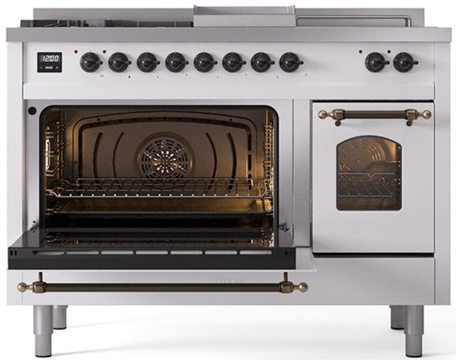 Ilve® Nostalgie II Series 48" White Pro Style Dual Fuel Range-2