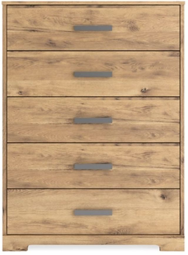 Signature Design by Ashley® Larstin Golden Rustic Five Drawer Chest-1