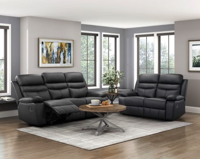 Homelegance® Hancock Black Double Manual Reclining Loveseat-1