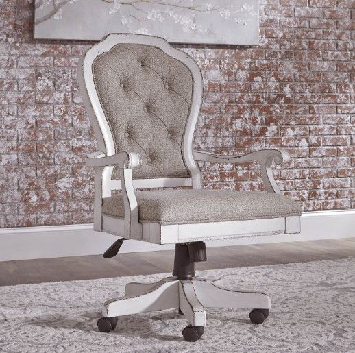 Liberty Furniture Magnolia Manor Antique White/Ivory Junior Executive Desk Chair-1