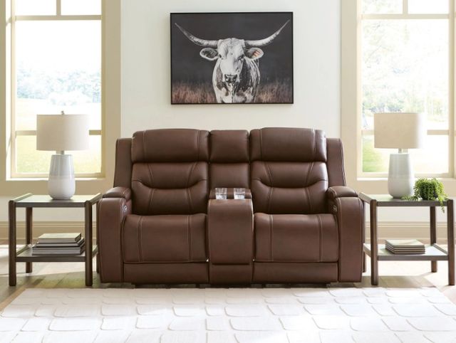 Signature Design by Ashley® Dreamer Brown Power Reclining Loveseat with Audio Seating-2