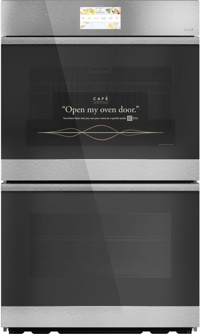 Café™ Minimal 30" Platinum Glass Built In Convection Double Electric Wall Oven-1