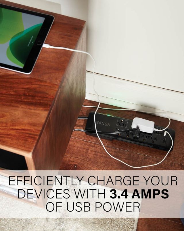 Sanus® Black Surge Protected Power Strip-3
