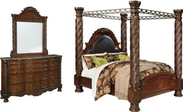 Millennium® by Ashley North Shore 3-Piece Dark Brown California King Poster Bed Set-0