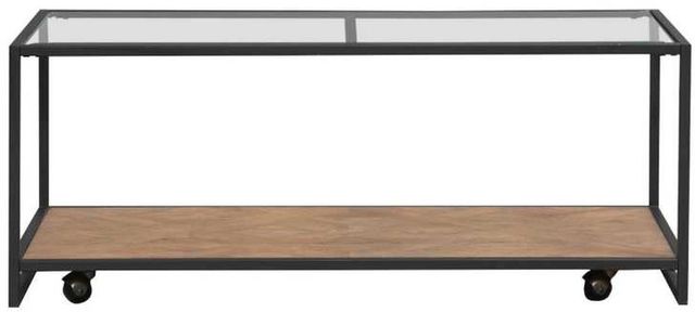Liberty Furniture Bedford Glass Top Cocktail Table with Black/Weathered Oak Base-2