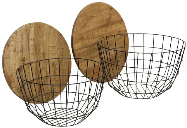 Stylecraft 2-Piece Black/Brown Nested Coffee Table Set-1