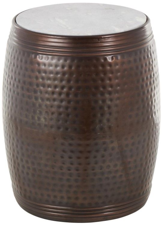 Deco Marche Marble Top Side Table with Brown Base-0