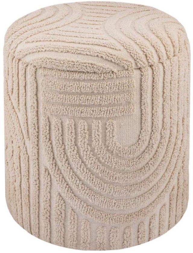 Worldwide Homefurnishings Inc. Lullu Beige Round Storage Ottoman-0